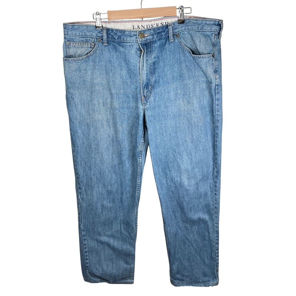Lands End Mens Jeans Relaxed Fit Light Wash Denim Size 42 x 32 100% Cotton